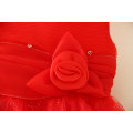 Vente chaude enfants tulle fleur fille robe indienne fille robe fantaisie photo rouge robe maxi pour enfants